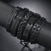 5pcs Punk rock black leather braid bracelet for men women - Image 3
