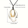 Irregular Two Tone Geometric Circle Pendant Necklace Vintage Long Black Leather Necklaces Sweater Chain Jewelry Gifts - Image 6