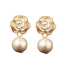 Skeds Korean Style 5 Numbers Pearl Crystal Flower Earrings For Women Camellia Elegant Lady Party Jewelry Ear Rings - Image 8