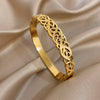 Retro Carved Hollow Pattern Women's Bracelet Smooth-surface Bamboo Joint Cuff Bangle Personality Stainless Steel Jewelry - Image 8