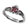 Vintage Silver Wing Crystal Heart Finger Ring Open Silver Rings For Women Wedding Jewelry Gift - Image 5