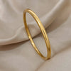 316L Stainless Steel Polished Slim Cuff Bracelet Bangles for Women Smooth Gold Plated Openable Thin Bracelets - Image 7