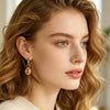 Colorful Zircon Stone Hoop Earring Hammered Pattern Oval Earrings Stainless Steel Gold Plated For Women's Gift - Image 4
