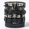 6pcs/Set Black Punk Skull Star Shaped Alloy Pu Leather Bracelet - Image 7