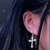 Silver Color Metal Cross Drop Earring Clear Crystal Stone Cross Dangle Earrings Sparkling Girls Evening Earring Jewelry - Image 3