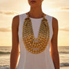 Geometric Round Wooden Beads Handmade Beaded MultiLayer Long Necklaces For Women Vacation Party Jewelry - Image 1