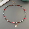 Christmas Necklaces for Women Girls Handmade Rice Beads X'mas Tree Santa Claus Snowman Gift Necklace Pendant Year Jewelry - Image 3