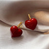 Red Heart Ear Buckle Hoop Earrings for Women Delicate Drip Glaze Peach Heart Design Earring Daily Party Jewelry Gifts - Image 3