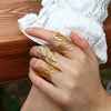 Gold Plated Stainless Steel Rings for Women Irregular Hammered Metal Texture Statement Jewelry - Image 1
