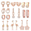 Rose Gold Series Silver Flamingo Giraffe Star and Moon Flower Earrings Elegant Party Jewelry Gifts - Image 1