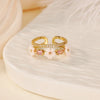 Unique Small Flower Stainless Steel Women's Ring Gold Color Anti Fading Cubic Zirconia Ring Wedding Jewelry Vacation Accessories - Image 4