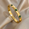 Stainless Steel Glossy Round Open Bangle for Women Elegant Shiny Zircon Star Spring Bracelet Jewelry Gift - Image 4