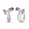 Colorful Cubic Zirconia Huggie Hoop Earrings in Flower Butterfly and Clover Designs - Image 7