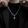 4pcs Personality Black Zircons Awn Star Cross Pendant Cuban Chain Necklace for Men Friends Hip-hop Punk Jewelry Sets Gift - Image 5