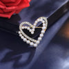 Flower Imitation Pearl Brooches For Women Shiny Rhinestone Double Layer Love Heart Pins Sweater Cardigan Jewelry Gifts - Image 5