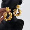 Dubai Gold Plated Jewelry Earrings Set Banquet Drop Women Lady Big Earrings for Girls Golden Hoop Earrings - Image 9