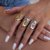 Uself Geometry Stainless Steel Open Ring Personality Charms Pvd Gold Plated Jewelry for Women - Image 3