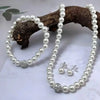 3 Pcs set Imitation Pearl Fireball Necklace Bracelet Earring Stud Jewelry Set Silver Color Crystal Stone Elegant Bridal Jewelry - Image 4