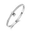 Clay Pave Setting Crystal Lock Charm Bracelets Bangle For Women Stainless Steel Bracelet For Birthday Gift - Image 8