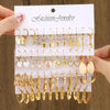 24pairs/set Faux Pearl Decor Twist Design Hoop Earrings For Women For Daily Life Heart Butterfly Drop Earrings - Image 1