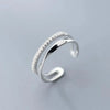 Silver Double Geometry zircon Ring For Women Jewelry Finger Adjustable Open Ring For Party Birthday Gift - Image 1