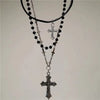 Gothic Y2K Metal Cross Pendant Multi Layer Bead Necklace For Women Men Vintage Punk Grunge Emo Charm Jewelry Accessories Gift - Image 2