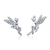 Silver Snowflake Heart Angel Wing Stud Earrings Women Sun Star Zircon Ear Studs Wedding Party Jewelry Gift - Image 16