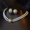 Women Elegant Pearl Double Layers Necklace Earrings Vintage Classic Chains For Lady Party Wedding Retro Jewelry Choker - Image 1