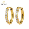 1 Pair Titanium Classic Pave CZ Huggie Earrings 18G Platinum Plated Lightweight Earlobe Hoop Ear Piercing - Image 1