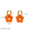 Colorful Small Flower Stainless Steel Charms Earring Gold Plated Circle Ear Buckle Hoop Earrings Jewelry for Women - Image 13