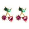 Fruit Charm Huggie Earrings with Colorful Stone Accents - Image 25