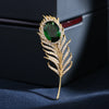 Classic Rhinestone Feather Brooch Gold Plated Lapel Pin Clothing Dress Accessories Birthday Party Jewelry Gifts For Women Men - Image 2