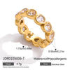 Stackable Water Drop Cubic Zirconia Ring in Gold-Tone Stainless Steel - Image 23