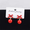 Black Red Bowknot Elegant Hanging Earrings Imitation Pearl Ball Pendants Korean Sweet Small Earrings - Image 6