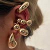 C-Shaped Clip-On Ear Cuff with Water Drop Detail - Image 1