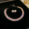 Fyuan Crystal Necklace Earrings Set Pink ABcolourful Necklace for Women Weddings Party Jewelry Sets Accessories - Image 15