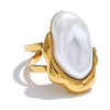 Stainless Steel Gold Plated Baroque Pearls Jewelry Set Wedding Party Necklace Ring Bracelet - Image 18