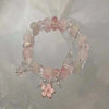 Korean Pink Crystal Flowers Butterfly Pendant Beaded Bracelet For Women Sweet Beaded Chain Bracelet Jewelry Gifts - Image 1