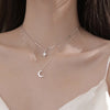 Simple Double Layer Star Moon Charm Necklace Delicate Clavicle Chain Zircon Necklace For Women Jewelry - Image 3