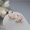 Imitation Pearl Flower Stud Earrings For Women Colorful Crystal Petal Temperament Earrings Jewelry - Image 7
