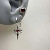 Punk Red Zircon Heart Wings Drop Earrings for Women Men Sweet Cool Metal Crystal Cross Piercing Earrings Y2K Jewelry Accessories - Image 2