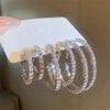 3 Pairs Full Shiny Rhinestone Hoop Earrings Different Size Gold/Silver Color Earrings For Women Simple Jewelry - Image 2