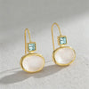 Elegant Round Dangle Earrings Pink Stone Gold Color Earrings Women Jewelry - Image 3