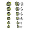 Six-Pair Stainless Steel Stud Earring Set with Cubic Zirconia in Multiple Colors - Image 8