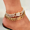Bling Golden Cuban Chain Anklet For Women Girls HipHop Iced Out Full Rhinestone Paved Cuban Summer Beach Anklet Bracelet Jewelry - Image 4