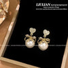 Pearl Crystal Earrings Set for Women 6 Pairs Gold Plated Rhinestone Dangle Wedding Party Bridal Jewelry Gifts - Image 5