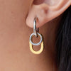 Ars Two Tone Stainless Steel Geometric Hoop Earring Gold Plated Huggie Earrings for Women Minimalist Dangle Drop Earrings - Image 2