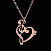 Music Note Heart Necklace of Treble and Bass Clef Women Infinity Love Charm Pendant Necklace Stainless Steel Jewelry Gift - Image 1