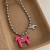 White Black Green Blue Pink Color Enamel Colt Horse Pendant Necklaces for Women Silver Plated Alloy Beads Chain Chokers - Image 2
