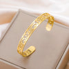 Stainless Steel Bracelet Lotus Flower Bangle Elegant Hollow Carved Symbol Magic Good Luck Amulet Bangls Jewelry - Image 6